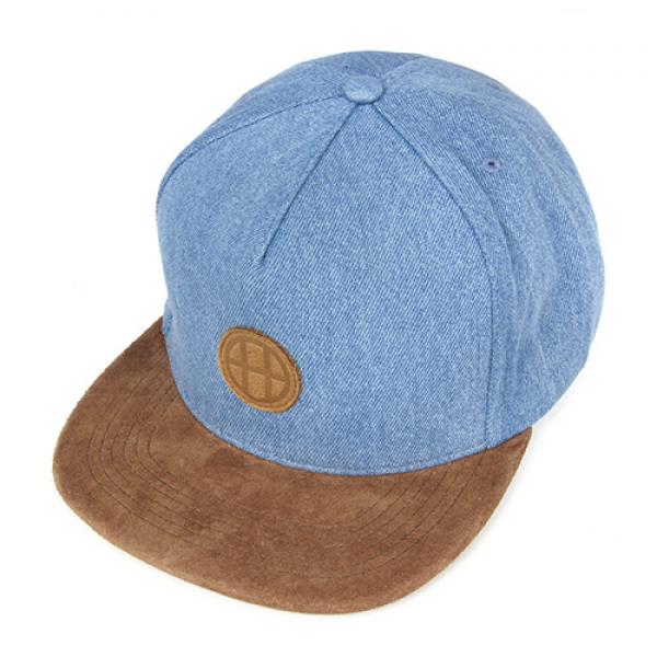 DENIM LEATHER SNAPBACK-BLUE